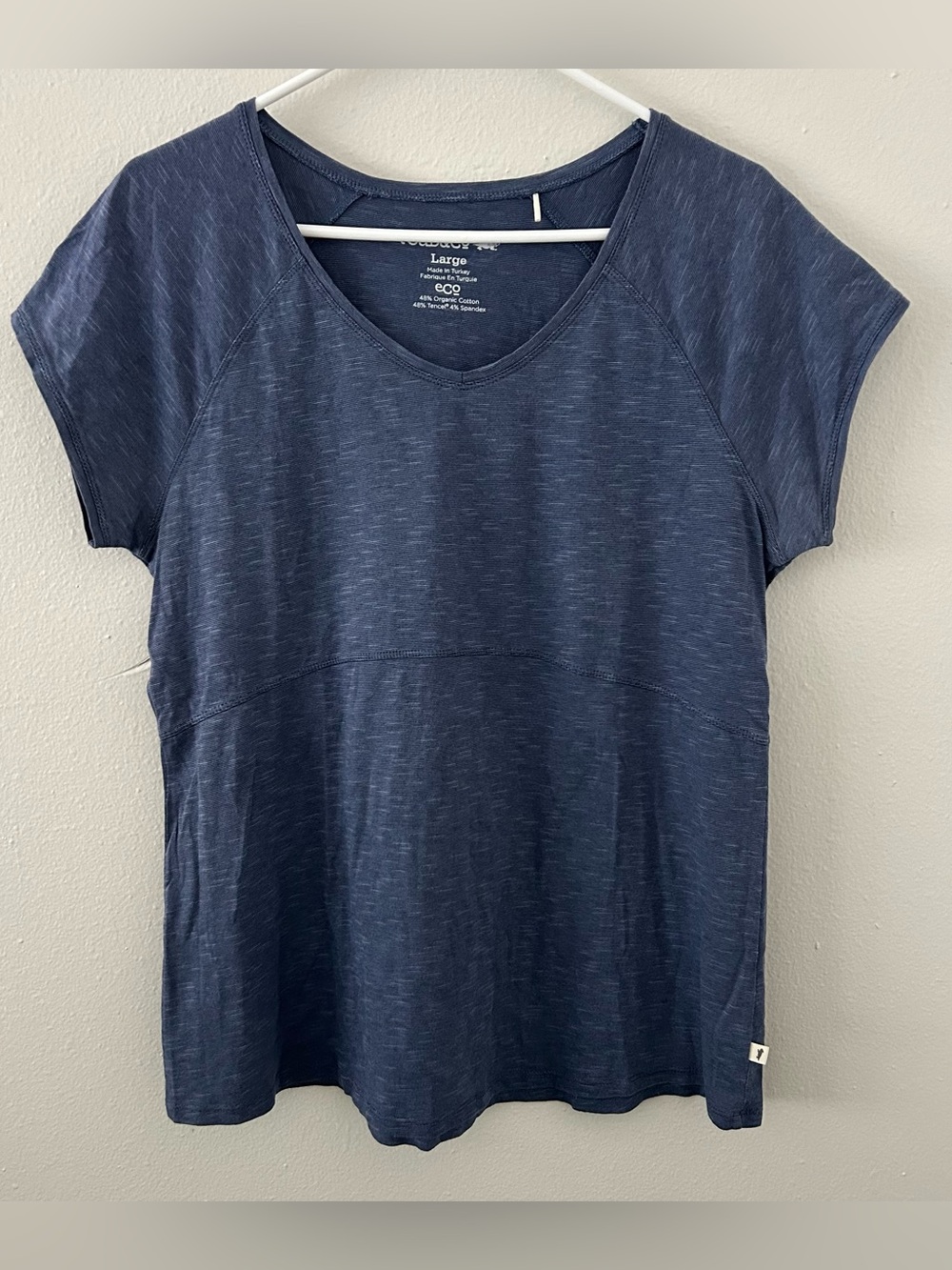 Toad & Co Navy Heather Bonita Short Sleeve T-Shirt Top Women’s L Organic Cotton